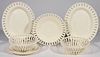 ENGLISH / GERMAN CREAMWARE RETICULATED TABLE ARTICLES, LOT OF SIX