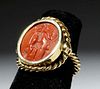 18K Gold Ring w/ Ancient Roman Jasper Intaglio