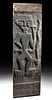 19th C. Asian Paiwan House Panel w/ Warrior Chief