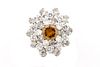 Ladies Platinum & Fancy Yellow Diamond Ring, GIA