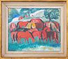 Giuseppi Cesetti Post-Impressionist Red Horses Oil