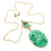 Carved Jade, 14k Yellow Gold Necklace