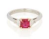 A Burmese ruby and diamond ring