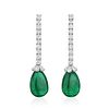 Diamond and Emerald Drop Earrings, C. Dunaigre Certified