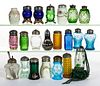 ASSORTED GLASS SALT AND PEPPER SHAKERS, LOT OF 22