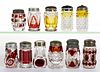 ASSORTED EAPG - RUBY-STAINED SALT AND PEPPER SHAKERS, LOT OF 11
