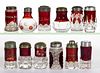 ASSORTED EAPG - RUBY-STAINED SALT AND PEPPER SHAKERS, LOT OF 12