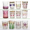 ASSORTED EAPG - STAINED TUMBLERS, LOT OF 12