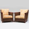 Pair of Donghia Wrapped Rattan Club Chairs