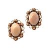 Antique 14k Gold Earrings with Angel Coral