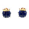 14k Gold Lapis Lazuli Ladybug Earrings