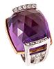 Salavetti Italy Cocktail Ring In 18K Gold With 23.51 Cts In Diamonds & Amethyst
