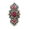 18K & Silver Top Diamond and Ruby Ring