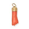 A VINTAGE CORAL FIGA CHARM / PENDANT in 18ct yellow gold, set with a coral carved to depict a cle...