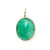 AN EMERALD PENDANT in 18ct yellow gold, set with an oval cabochon emerald, stamped 18K, 1.5cm, 0.8g.
