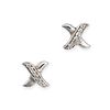 NO RESERVE - A PAIR OF DIAMOND CROSS EARRINGS in silver, designed as an X motif set with a row of...