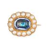 AN ANTIQUE SAPPHIRE AND DIAMOND BROOCH / PENDANT in 18ct yellow gold, set with an octagonal step ...