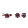 Kallati Gold Ruby Pink Sapphire Diamond Ring Stud Earrings Lot