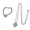 Tiffany & Co Silver Heart Pendant Necklace Bracelet 
