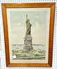FRAMED 1885 CURRIER AND IVES LG FOLLIO THE GREAT BARTOLDI STATUE LIBERTY ENLIGHTENING THE WORLD 27.5" 19.5"