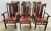 SET 6 BYLERS WORKSHOP MISSION STYLE CHERRY DINING CHAIRS