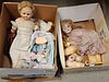 2 BXS BISQUE HEAD DOLL W/ COMPO JOINTED BODY, DOLL PARTS AND CLOTHING