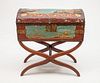 Continental Polychrome Painted and Parcel-Gilt Trunk on Stand