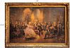 Large Late 19th C. Georg Schobel French Court Print With Gilt Frame
