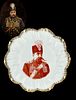Iran Persian King Mozaffar Ad-Din Shah Qajar Red Portrait Decorative Wall Plate