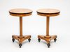 Pair of Biedermeier Style Stained Birch and Ebonized End Tables, 20th Century