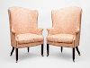 Pair of George III Style Mahogany Wing Chairs, 20th Century