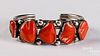 Native American Indian coral cuff bracelet
