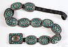 Zuni Indian silver and turquoise concha belt