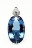Natural 288 carats blue topaz and diamond pendant