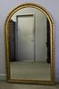 Antique Arch Top Gilt Wood Over Mantel Mirror