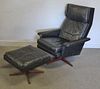 Midcentury Danish Leather Lounge Chair & Ottoman.