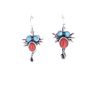 Navajo Silver Turquoise Red Branch Coral Earrings