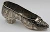 SILVER. German Repousse .800 Silver Shoe with Bow.