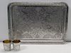 SILVER. 20th C Iranian Silver Tray with 2 Cups.