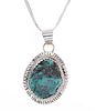 Navajo H. Tsosie Fox Turquoise & Sterling Necklace