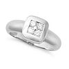 A DIAMOND DRESS RING in 18ct white gold, the square bezel set with a cluster of round brilliant c...