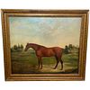  PORTRAIT OF BAY HUNTER HORSE 'PARTISAN' OIL PAINTING