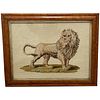 WOOLWORK STANDING LION TAPESTRY