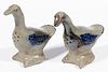 JUGTOWN, NORTH CAROLINA ATTRIBUTED STONEWARE FIGURAL GOOSE SHAKERS, LOT OF TWO