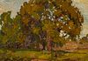 Franz Arthur Bischoff (1864-1929), Oak tree, Oil on canvas tipped to artist board, 8" H x 10" W