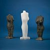 Ovilu Tunnillie (1949-2014, Inuit; Cape Dorset/Kinngait), Three carved figures