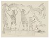 Keeakshook Kiakshuk (1886-1966), "Hunters, Umiak and Animals," 1962, Stonecut on cream-colored paper, Image/Sheet: 12.75" H x 17.75" W