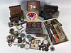 ASSEMBLED VINTAGE COLLECTIBLE LOT MILITARY, WATCHES, BUTTONS, COINS