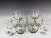 6 ETCHED MCM GLASS MUGS SUGAR CREAMER CORDIAL GLASSES