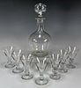 DECANTER AND 7 CORDIAL GLASSES